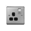 NXS BRUSH STL BLK 13A SINGLE SW SOCKET