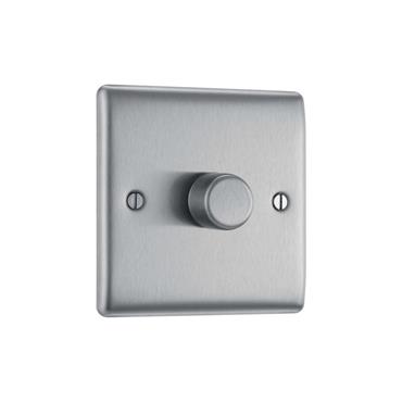 NXS BRUSH STL SINGLE 2 WAY LED DIMMER SW
