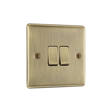 NXS ANT BRASS DOUBLE 2 WAY 20A 16AX SWITCH