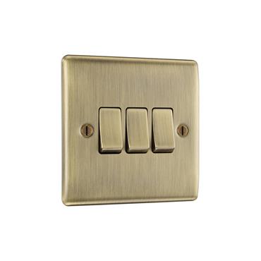NXS ANT BRASS TRIPLE 2 WAY 20A 16AX SWITCH