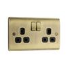NXS ANT BRASS BLK 13A DOUBLE SW SOCKET