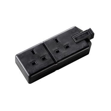 2 SOCKET 13AMP HEAVEY DUTY SOCKET BLACK