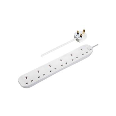 6 SOCKET 3METRE 13AMP EXTENSION LEAD WHITE