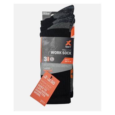 XPERT PRO ACTIVE WORK SOCK 3 PACK BLACK
