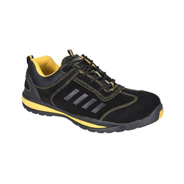 LUSUM BLACK SAFETY TRAINER BLACK /YELLOW SIZE 9