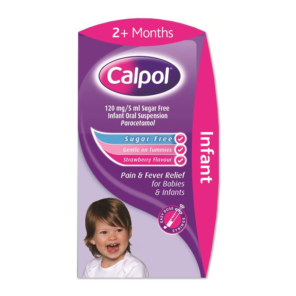Calpol 120Mg 5ml Sugar Free Infant Suspension with Syringe Dowlings Pharmacy for all your