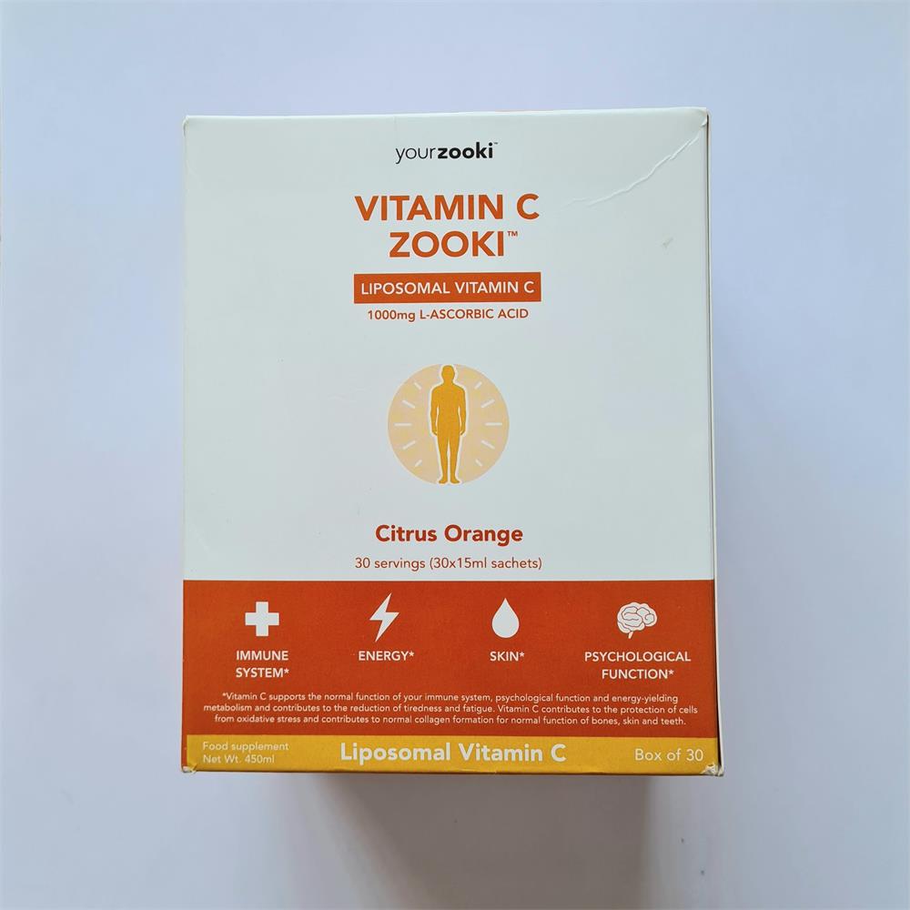Zooki Vitamin C 1000mg LAscorbic Acid 30 x 15ml Sachets Dowlings