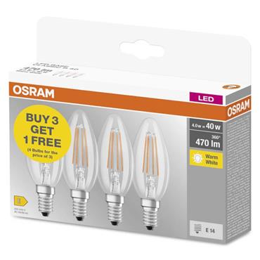 Osram Vendek BULB - 4.0w (40w) E14 Can 4pk