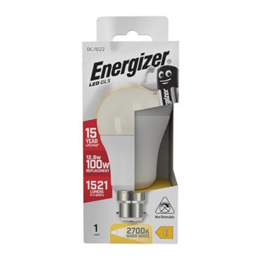  ENERGIZER LED 12.5W (100W) 1521 LUMENS E27 OPAL GLS LAMP WARM WHITE 2700K