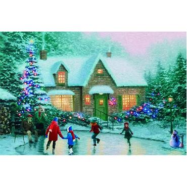 Premier LED Christmas Canvas Picture - Ice Skater Scene