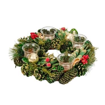 Festive Natural Decor Candle Holders 4pce