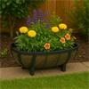 Wood Effect Resin Barrel Half Planter - 25cm