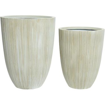 Kaemingk PLANTER PLASTIC LENNOX OFF WHITE 2PC