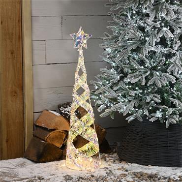 Lit Star Shimmer Spiral Tree - 80cm