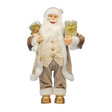 Festive Standing Cream & Gold Santa - 60cm