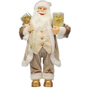 Festive Standing Cream & Gold Santa - 180cm