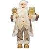 Festive Standing Cream & Gold Santa - 180cm