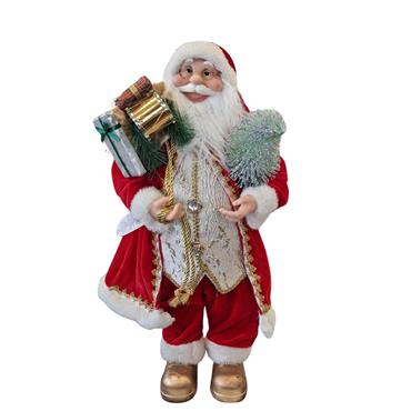 Festive Traditional Red and Gold Standing Santa - 60cm