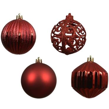Decoris Christmas Red Shatterproof Baubles - Pack of 16