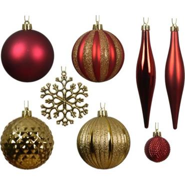 Decoris Red and Gold Shatterproof Bauble Mix - Pack of 46