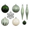 Decoris Green, White and Silver Shatterproof Bauble Mix - Pack of 46