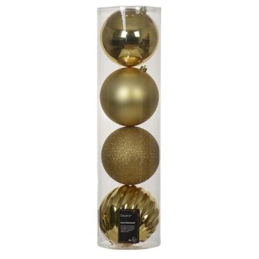 Decoris Light Gold Shatterproof Baubles - Pack of 4