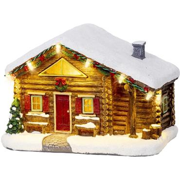 Lumineo Battery Operated LED Winter Log Cabin