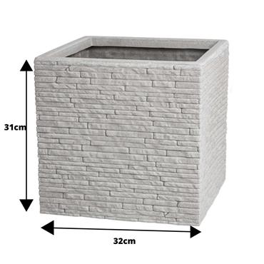 Strata Planter Square Slate Light Grey 32cm