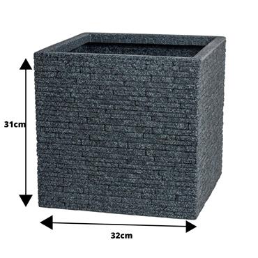 Strata Planter Square Slate Anthracite 32cm