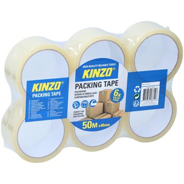 Kinzo Packaging Tape Clear 48mm x 50m 6pk