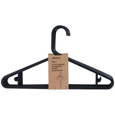 Alpina Clothes Hanger Plastic Black 10pk