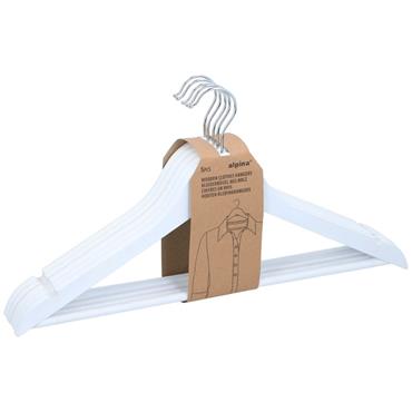 Alpina Clothes Hanger Wooden White 5pc