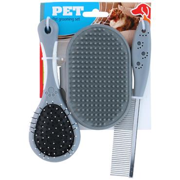 Pet Treatment Pet Hair Remover Brush & Comb Set 3pc
