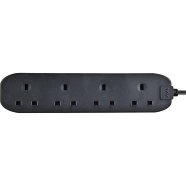 Masterplug Extension Lead Black 4 Gang 13A 2M