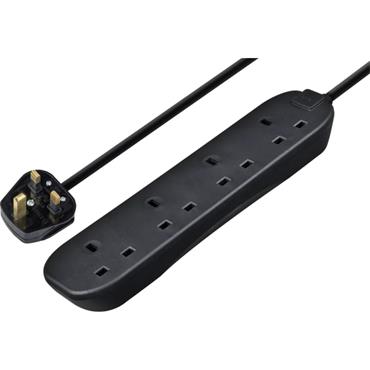 Masterplug Extension Lead Black 4 Gang 13A 2M