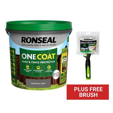 Ronseal One Coat 12L with Free Fence Life Brush