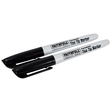 Faithfull Marker Pen Fibre Tip Black 2pk