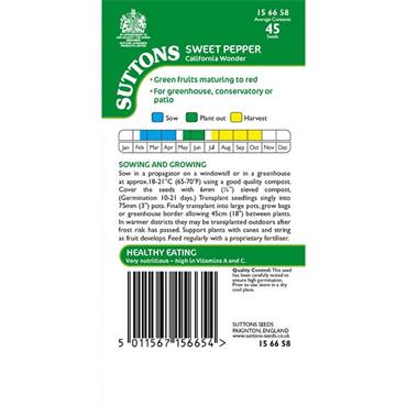 Sutton Seeds Sweet Pepper California Wonder
