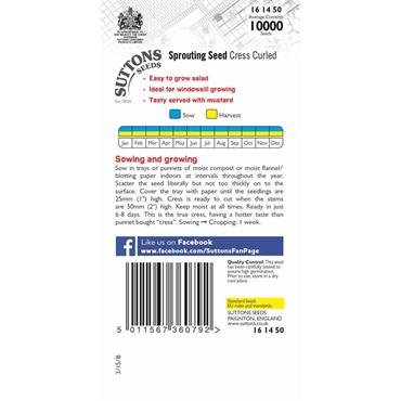 Sutton Seeds Cress Curled