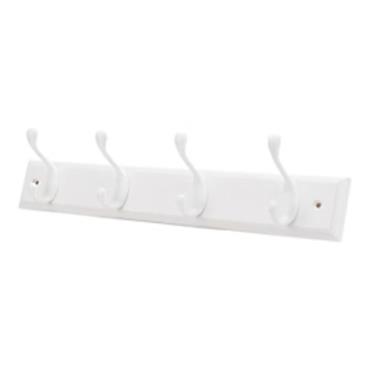 HAT & COAT RACK- 4 HOOK WHITE