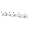 HAT & COAT RACK- 6 HD HOOK WHITE/SATIN NICKL
