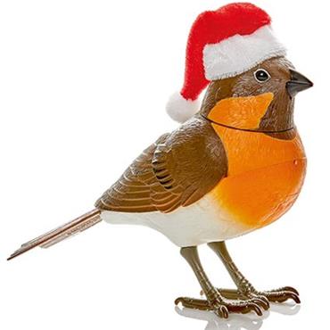 Premier 12.5cm Battery Operated Robin with Santa Hat Sound and Motion