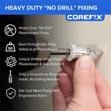 COREFIX FIXING P/BOARD SCREWS 5X40 4PK SPIKE