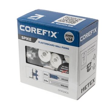 COREFIX FIXING P/BOARD SCREWS 5X40 24PK SPIKE