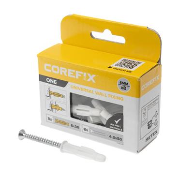 COREFIX FIXING UNIVER PLUG SCREWS 6X36 8PK