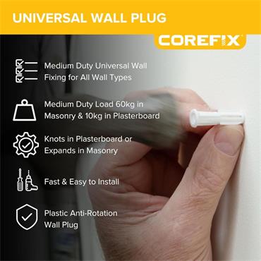 COREFIX FIXING UNIVER PLUG SCREWS 6X36 24PK