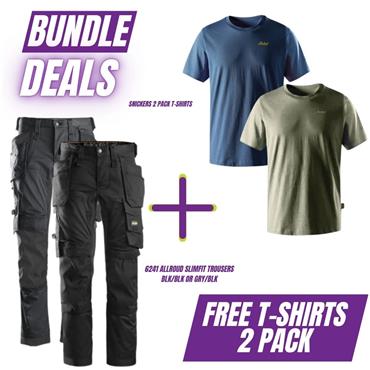 Snickers Allroundwork Trousers + Free 2pk T-shirt