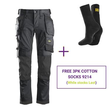 Snickers Allroundwork Trousers & Free 3 Pack of Cotton Socks