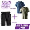 Snickers Shorts Loose Fit & Free 2pk T-shirts Bundle