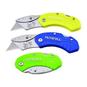 FAITHFULL UTILITY KNIFE FOLDING HI-VIS 